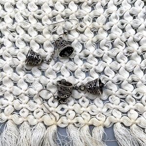 Vintage sterling silver bell earrings with filigree design 🛎